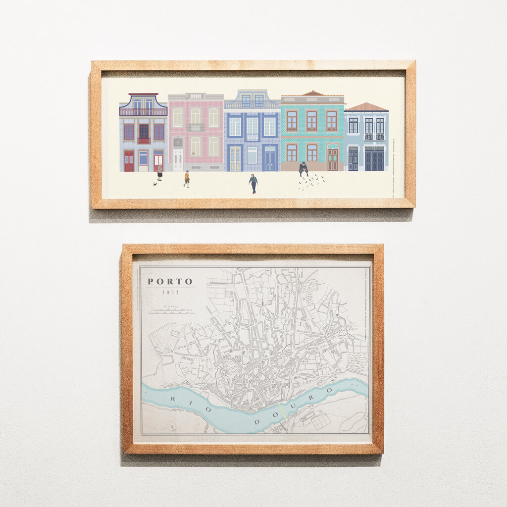 Mapa e rua do Porto