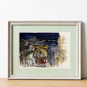 Art print 'Porto . Escadas dos Guindais de noite'