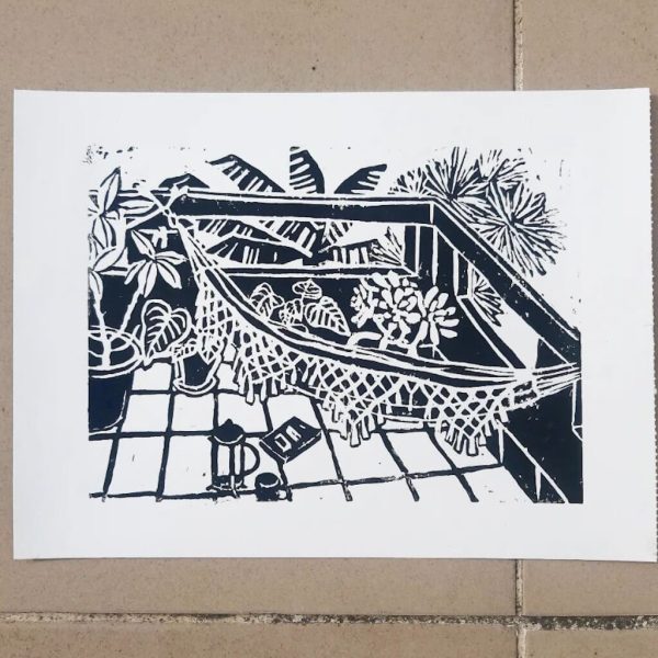 Linogravura 'My peaceful place'