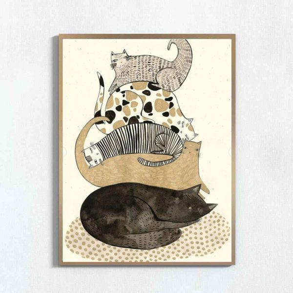 Ilustração art print 'Cinco gatos'