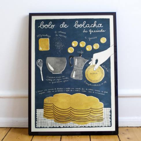 Ilustração da receita portuguesa de 'Bolo de Bolacha'