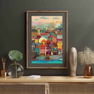 Art print 'Porto . Ribeira' com moldura
