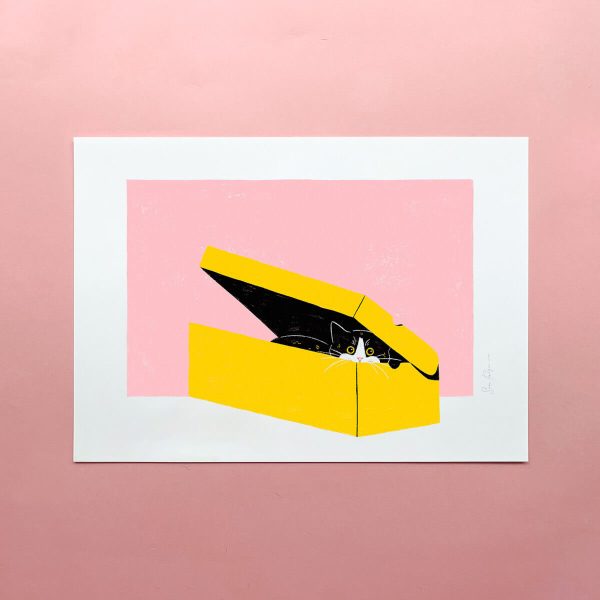 Art Print 'Cats - Love for Cardboard Boxes'