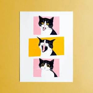 Art Print 'Life with a Cat . Phases of the Yawn'