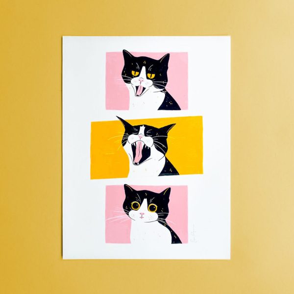 Art Print 'Life with a Cat . Phases of the Yawn'