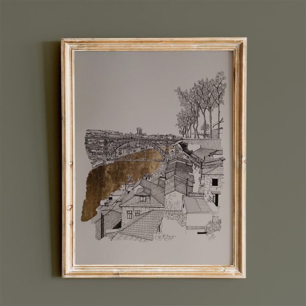 Desenho 'Ponte Luís I - Vista das Fontaínhas' no Porto