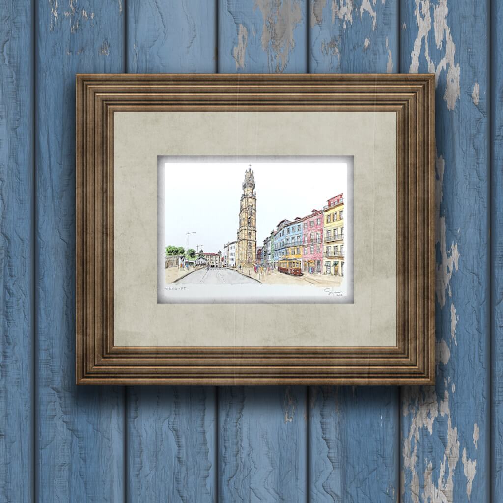 Art print ‘Torre dos Clérigos‘ a partir de uma ilustração figurativa do Porto assinado pelo autor