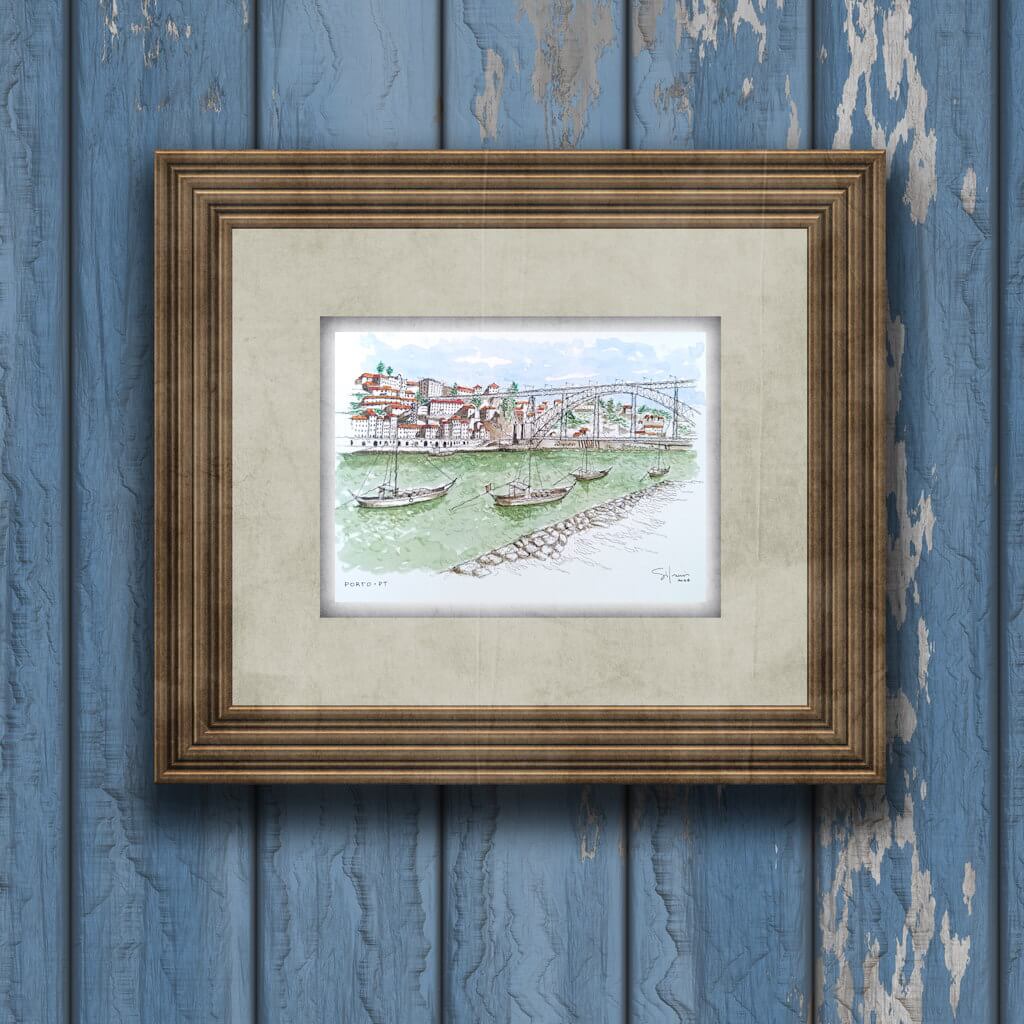 Art print ‘Ponte D Luís‘ a partir de uma ilustração figurativa do Porto assinado pelo autor
